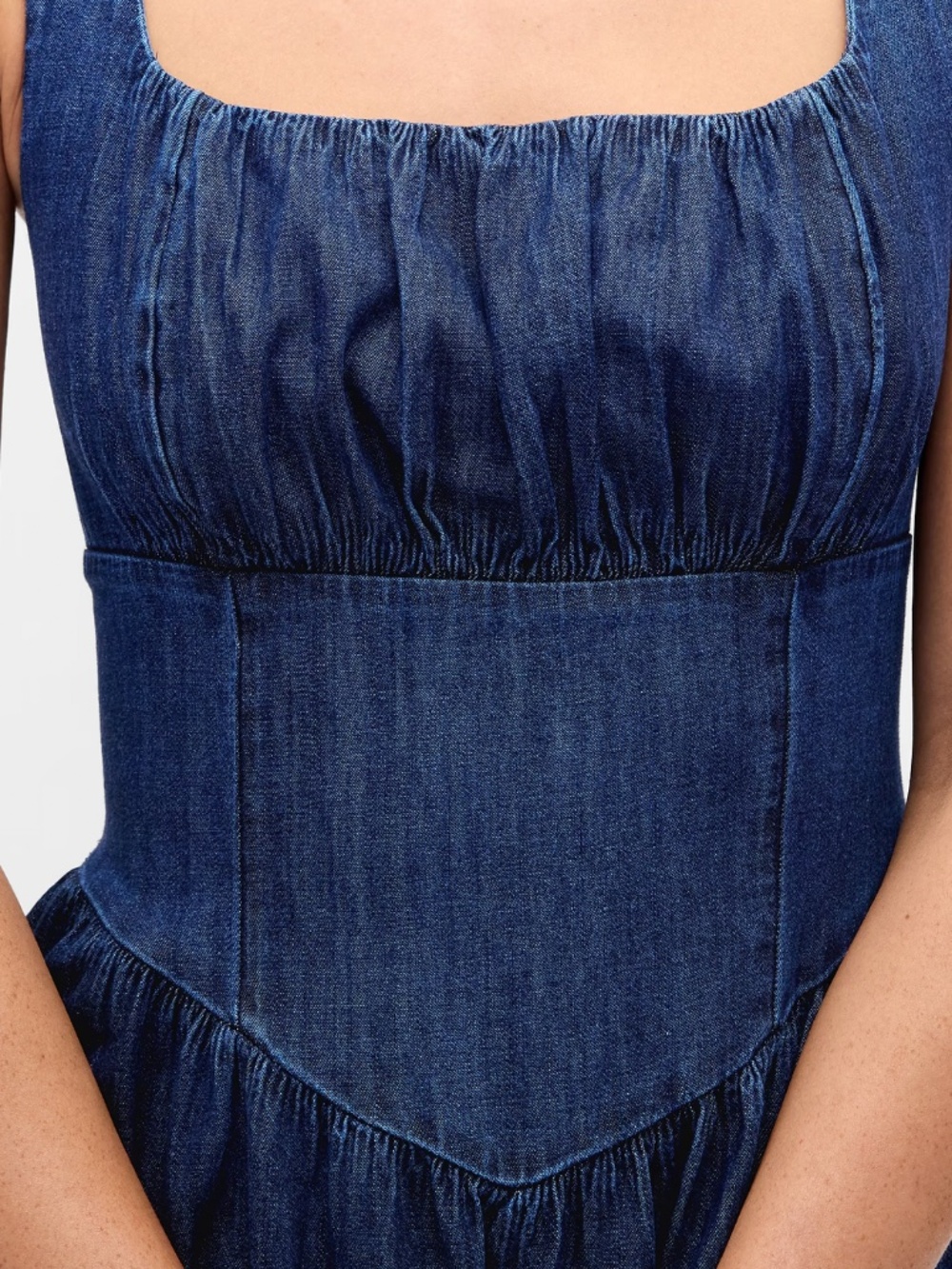 GAP Denim Drop-Waist Corset Midi Dress Large - Picture 5 of 9